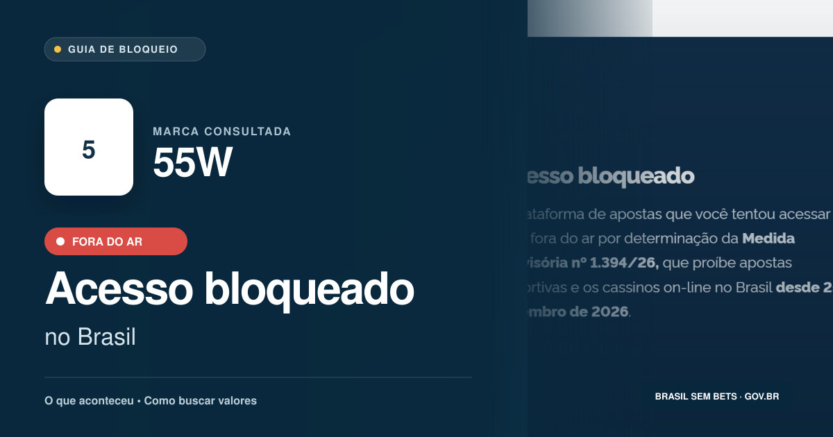 55W: acesso bloqueado no Brasil e orientações para buscar valores