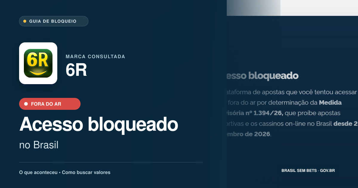 6R: acesso bloqueado no Brasil e orientações para buscar valores