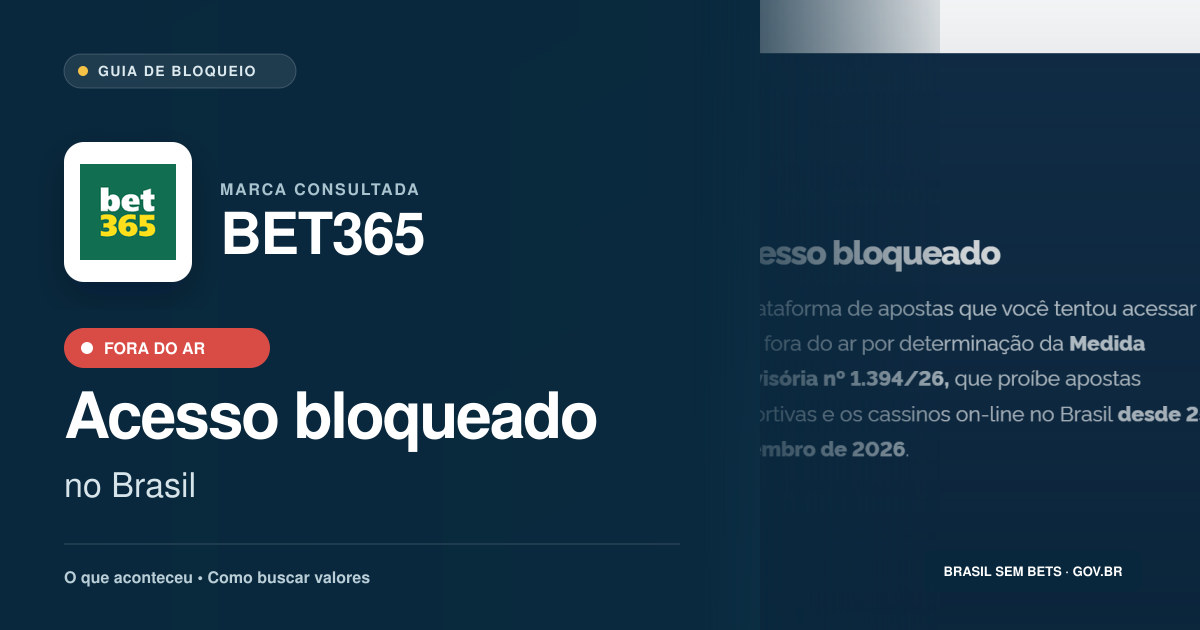 BET365: acesso bloqueado no Brasil e orientações para buscar valores