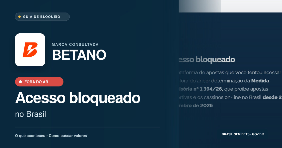 BETANO: acesso bloqueado no Brasil e orientações para buscar valores