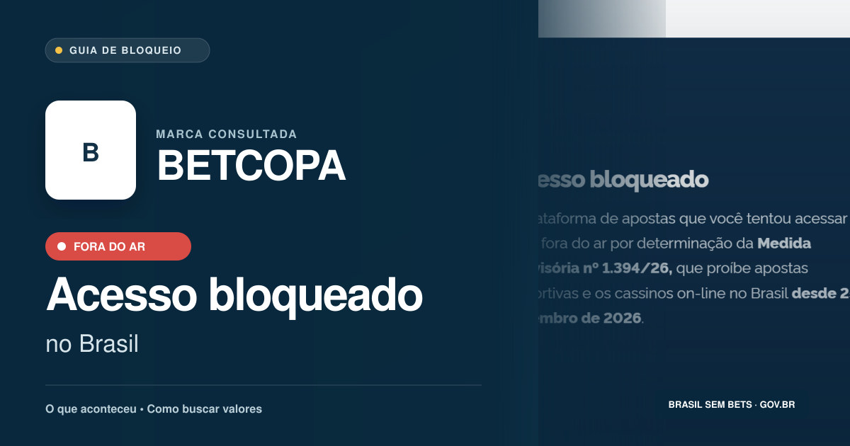 BETCOPA: acesso bloqueado no Brasil e orientações para buscar valores