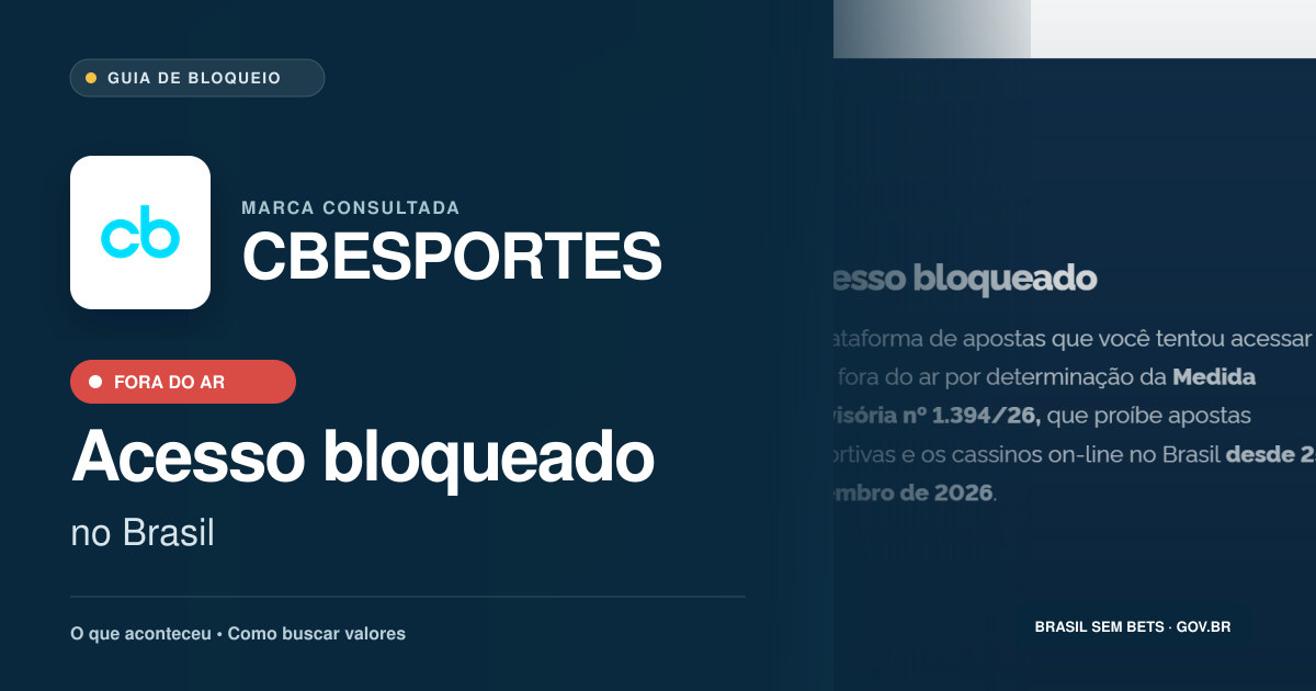 CBESPORTES: acesso bloqueado no Brasil e orientações para buscar valores