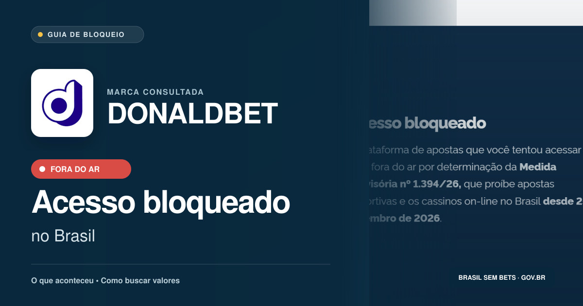 DONALDBET: acesso bloqueado no Brasil e orientações para buscar valores