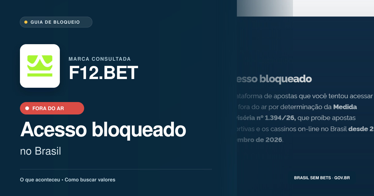 F12.BET: acesso bloqueado no Brasil e orientações para buscar valores