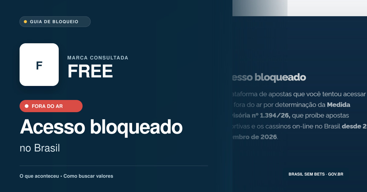 FREE: acesso bloqueado no Brasil e orientações para buscar valores
