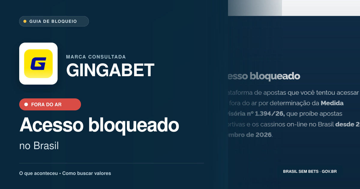 GINGABET: acesso bloqueado no Brasil e orientações para buscar valores