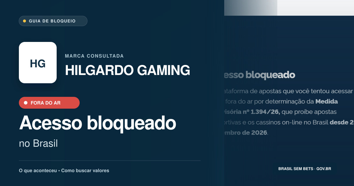HILGARDO GAMING: acesso bloqueado no Brasil e orientações para buscar valores