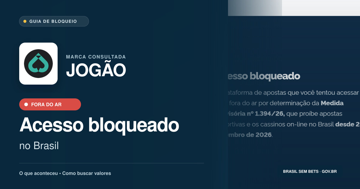 JOGÃO: acesso bloqueado no Brasil e orientações para buscar valores
