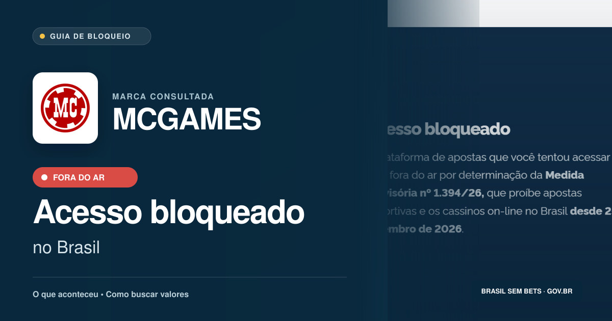 MCGAMES: acesso bloqueado no Brasil e orientações para buscar valores
