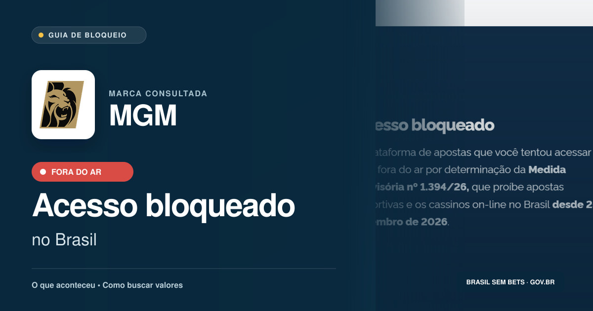 MGM: acesso bloqueado no Brasil e orientações para buscar valores