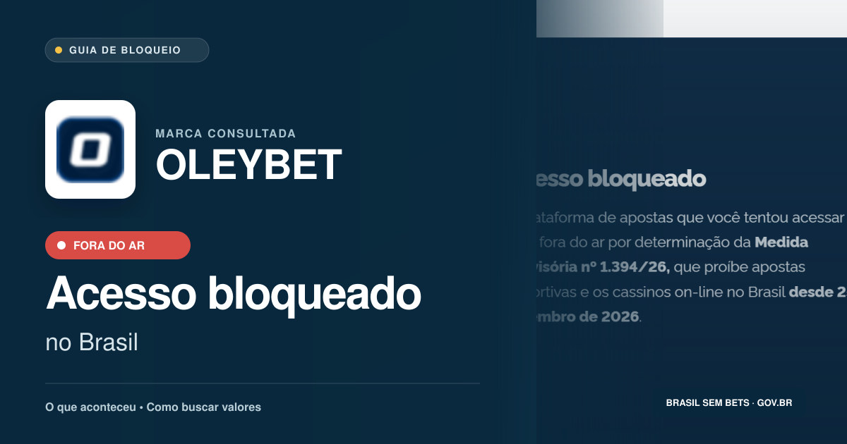 OLEYBET: acesso bloqueado no Brasil e orientações para buscar valores