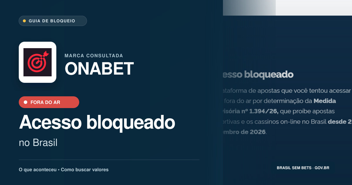 ONABET: acesso bloqueado no Brasil e orientações para buscar valores
