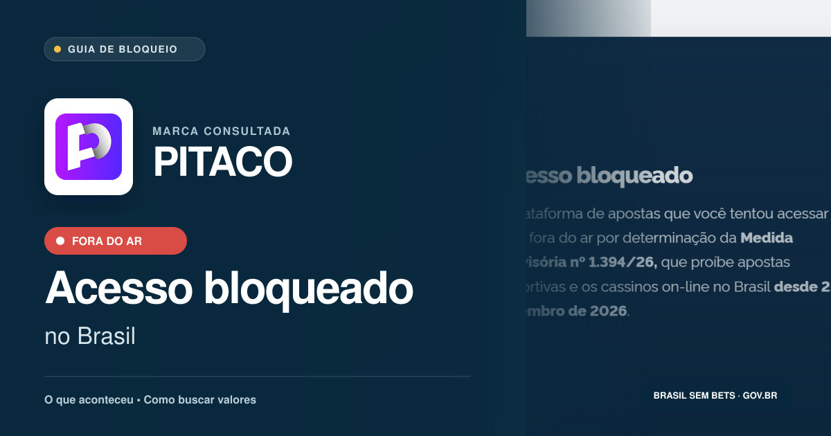 PITACO: acesso bloqueado no Brasil e orientações para buscar valores