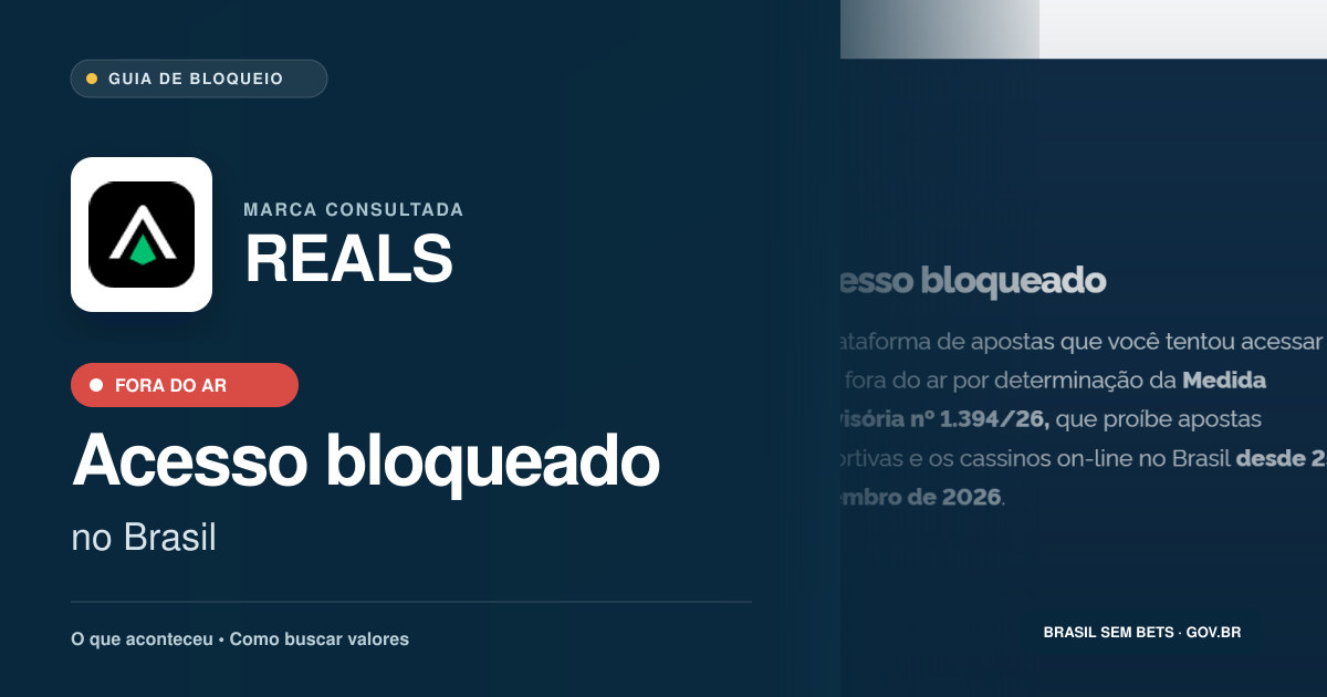 REALS: acesso bloqueado no Brasil e orientações para buscar valores