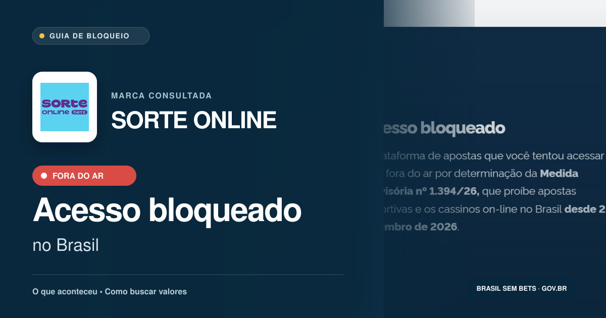 SORTE ONLINE: acesso bloqueado no Brasil e orientações para buscar valores