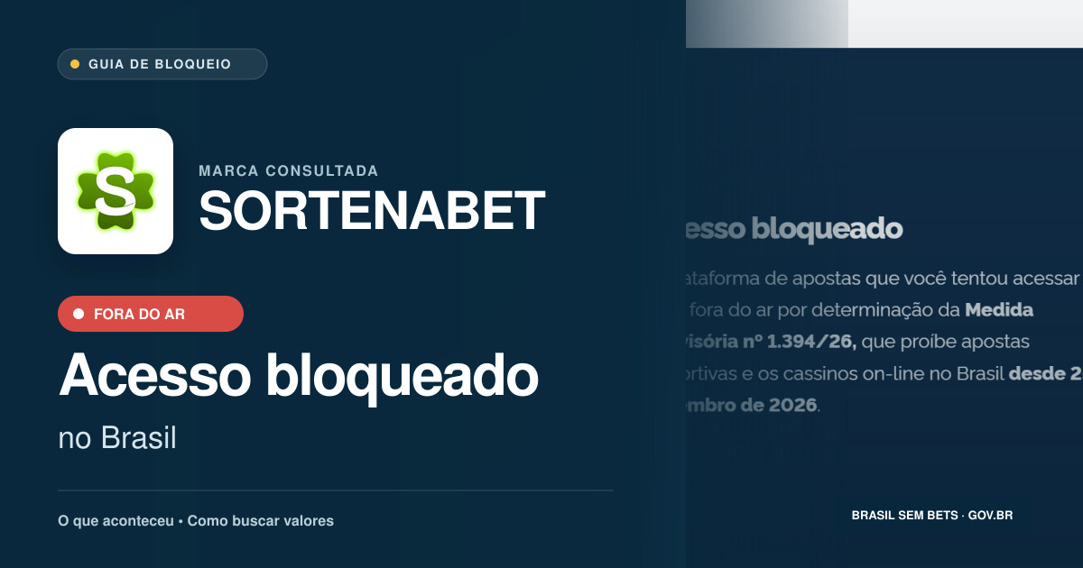SORTENABET: acesso bloqueado no Brasil e orientações para buscar valores