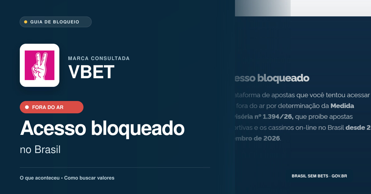 VBET: acesso bloqueado no Brasil e orientações para buscar valores